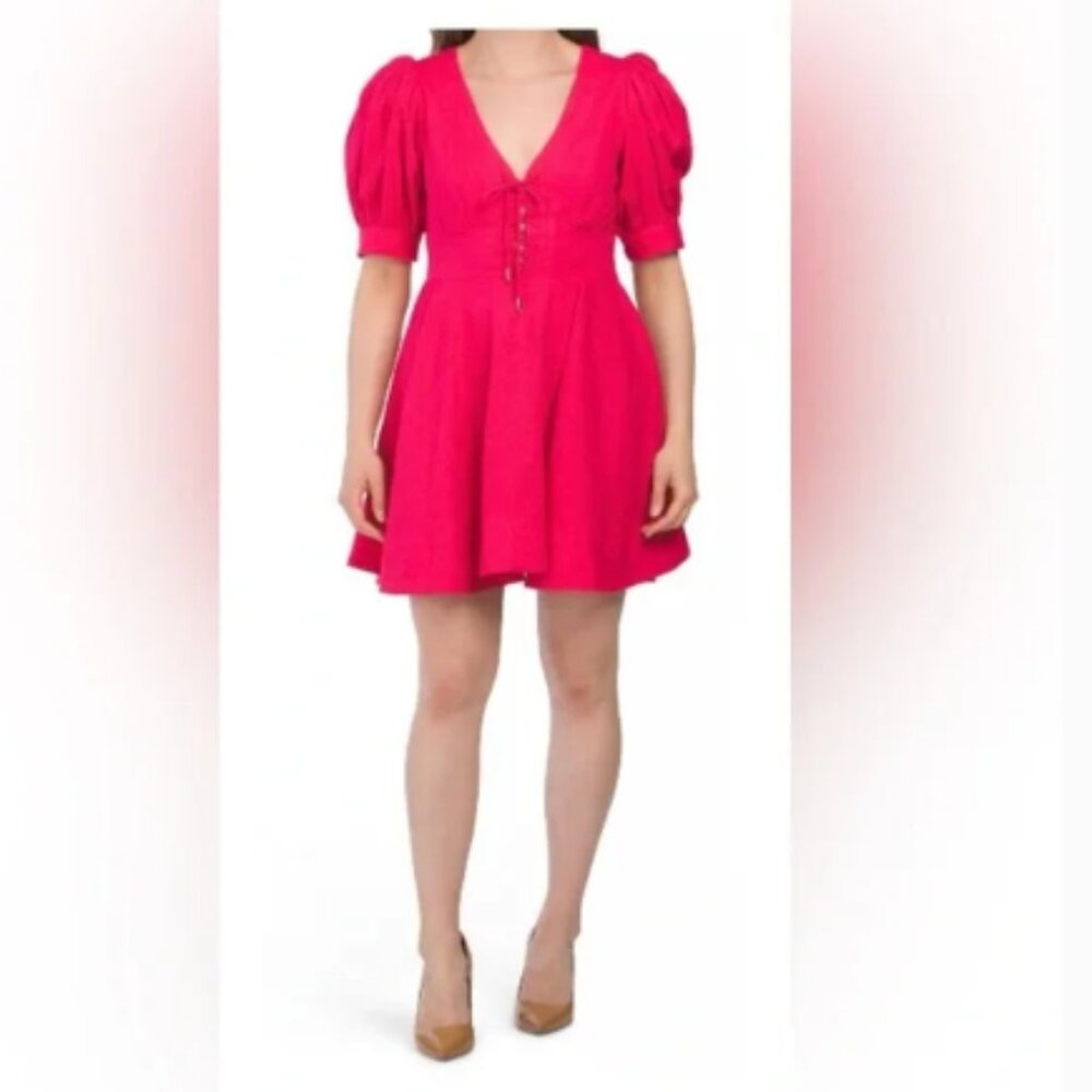 House Of Harlow 1960 Magenta Puff Sleeve Dress (692)
